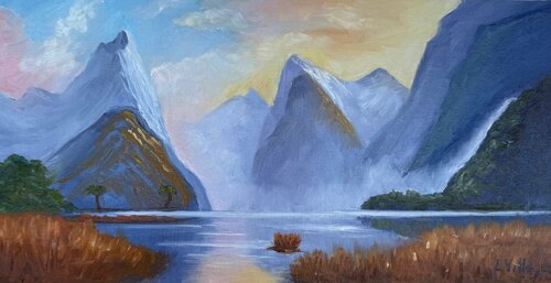 Milford Sound - 8 x 16 Oil on Linen